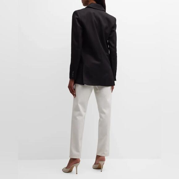 Smythe Black Oversized Linen Blend Double Breasted Long Sleeve Blazer L - Picture 11 of 12
